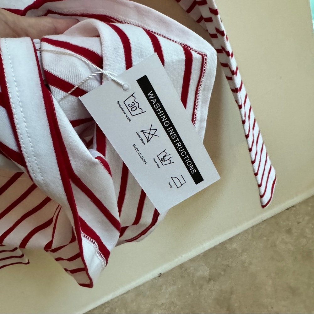 Lily Coco Red White Stripe Boat Neck Long Sleeve Cotton Womens Size L T Shirt - Picture 8 of 14